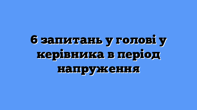 6 запитань у голові у керівника в період напруження