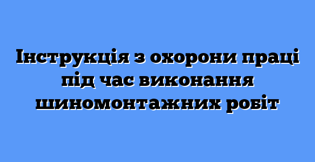 Інструкція з охорони праці під час виконання шиномонтажних робіт