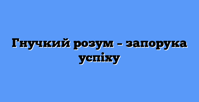 Гнучкий розум – запорука успіху