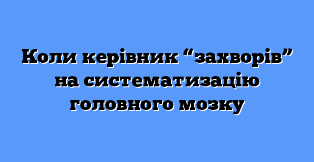Коли керівник “захворів” на систематизацію головного мозку