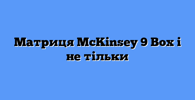 Матриця McKinsey 9 Box і не тільки