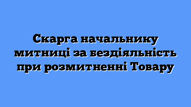 Скарга начальнику митниці за бездіяльність при розмитненні Товару