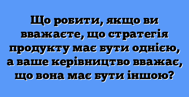 Що робити, якщо ви вважаєте, що стратегія продукту має бути однією, а ваше керівництво вважає, що вона має бути іншою?