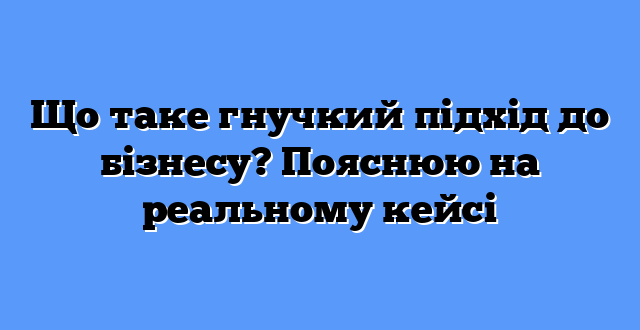 Що таке гнучкий підхід до бізнесу? Пояснюю на реальному кейсі