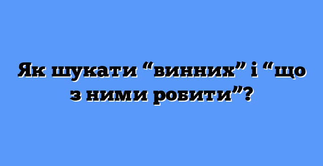Як шукати “винних” і “що з ними робити”?